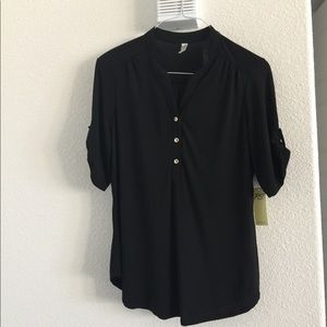 Elegant, silky black blouse;. NWT
